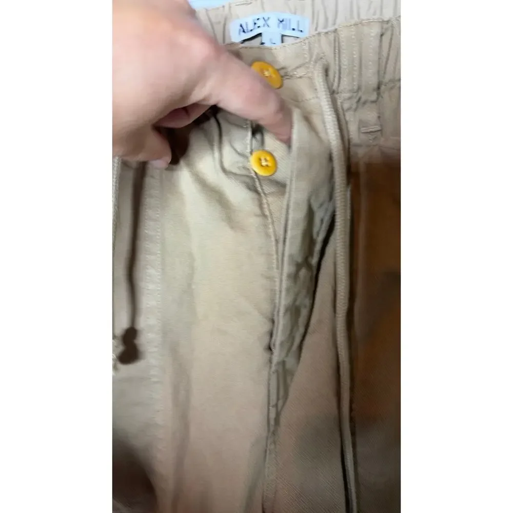 Alex Mill pull on button fly pants in tan sz L